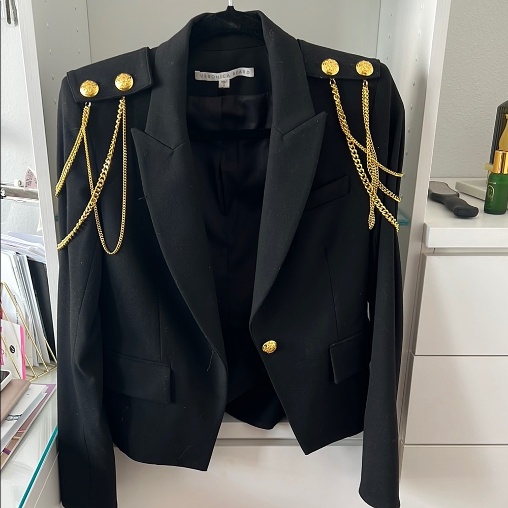 Veronica Beard Black Blazer with Gold Accents sz 2